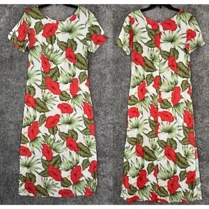 Vtg Tiasa Aloha Hawaii Island Maxi Dress‎ Size 8 Cruise Floral Resortwear